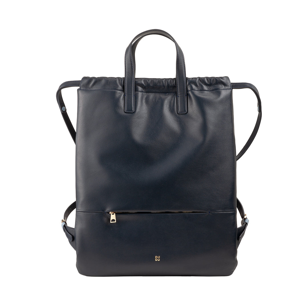 DUDU Zaino Donna a Sacca in Morbida Pelle, Zaino con Coulisse e Bottone Magnetico, Doppia Maniglia, Zaino Semplice Elegante