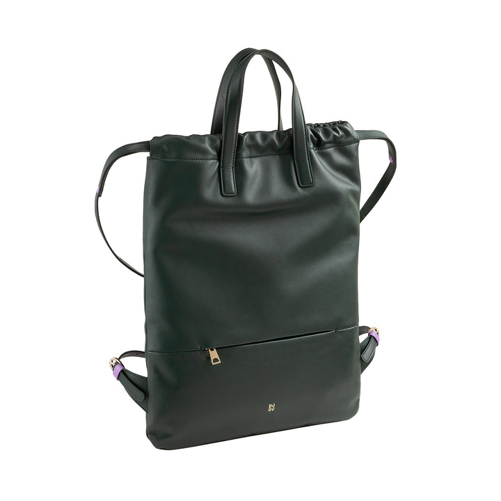 DUDU Zaino Donna a Sacca in Morbida Pelle, Zaino con Coulisse e Bottone Magnetico, Doppia Maniglia, Zaino Semplice Elegante