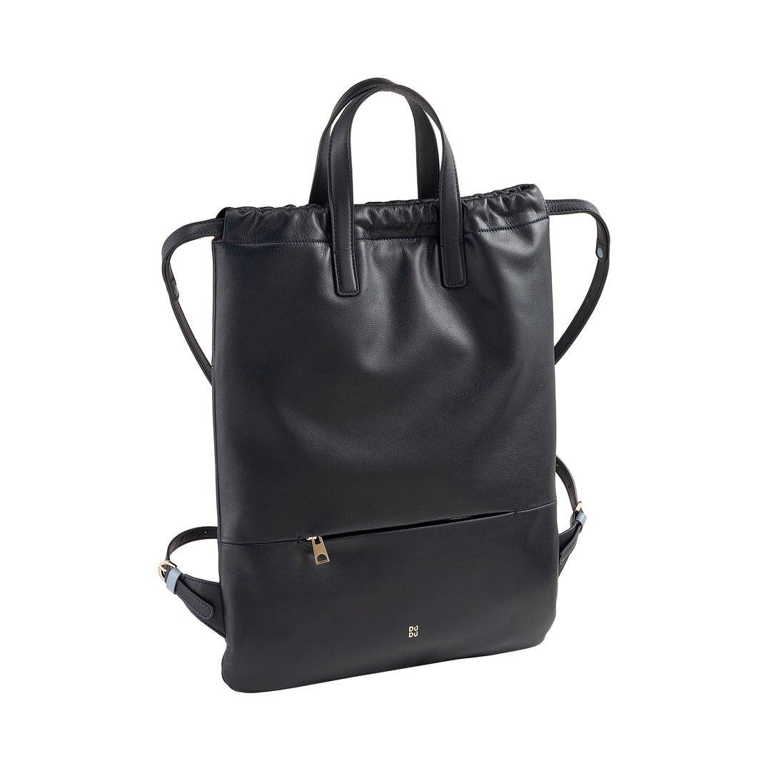 DUDU Zaino Donna a Sacca in Morbida Pelle, Zaino con Coulisse e Bottone Magnetico, Doppia Maniglia, Zaino Semplice Elegante