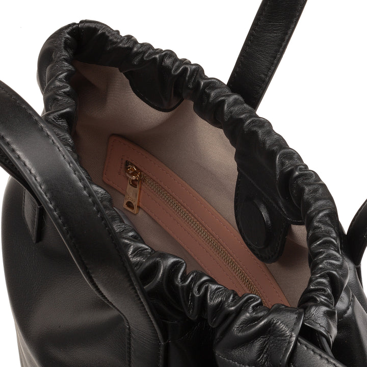 DUDU Zaino Donna a Sacca in Morbida Pelle, Zaino con Coulisse e Bottone Magnetico, Doppia Maniglia, Zaino Semplice Elegante