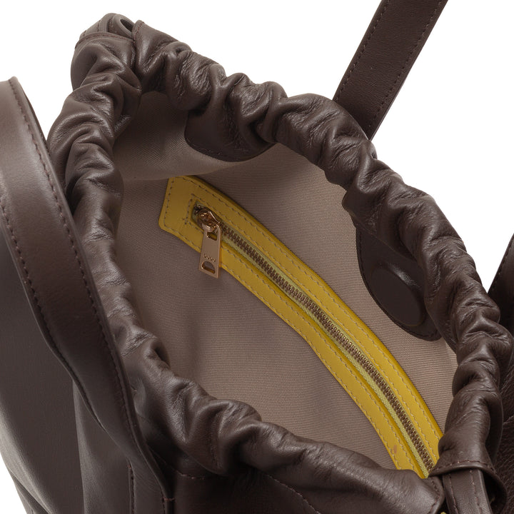DUDU Zaino Donna a Sacca in Morbida Pelle, Zaino con Coulisse e Bottone Magnetico, Doppia Maniglia, Zaino Semplice Elegante