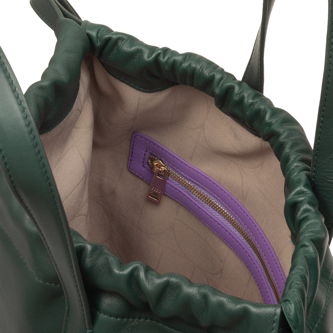 DUDU Zaino Donna a Sacca in Morbida Pelle, Zaino con Coulisse e Bottone Magnetico, Doppia Maniglia, Zaino Semplice Elegante