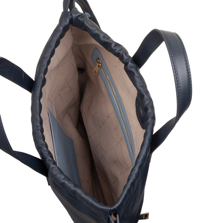 DUDU Zaino Donna a Sacca in Morbida Pelle, Zaino con Coulisse e Bottone Magnetico, Doppia Maniglia, Zaino Semplice Elegante
