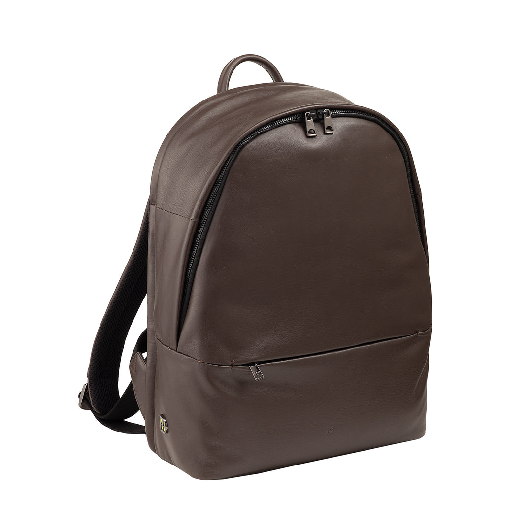 DUDU Zaino in Pelle Uomo Donna Porta PC 15L – Elegante Zaino da Viaggio e Lavoro con Tasca Imbottita per Laptop (fino 13"), Spallacci Regolabili e Design Compatto