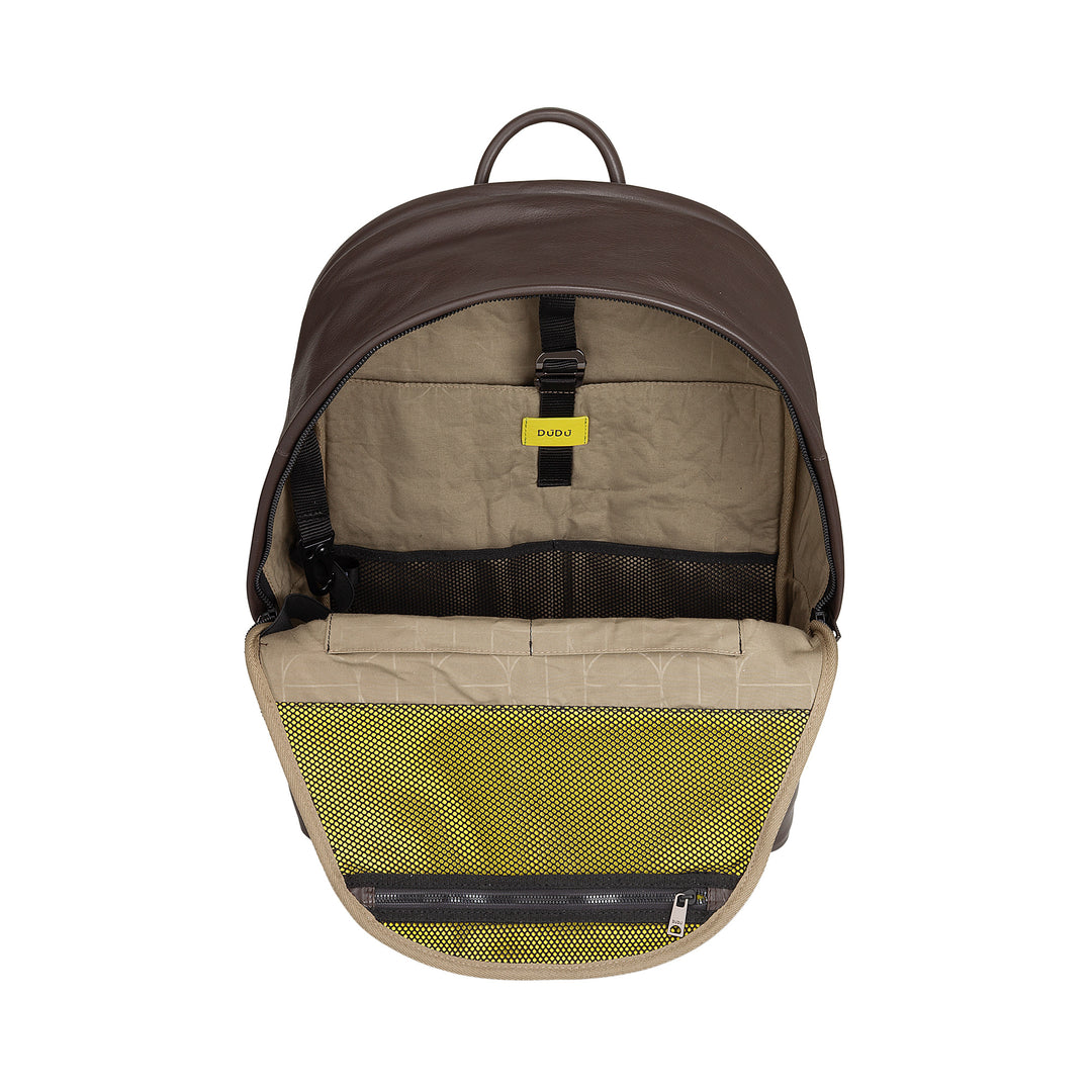 DUDU Zaino in Pelle Uomo Donna Porta PC 15L – Elegante Zaino da Viaggio e Lavoro con Tasca Imbottita per Laptop (fino 13"), Spallacci Regolabili e Design Compatto