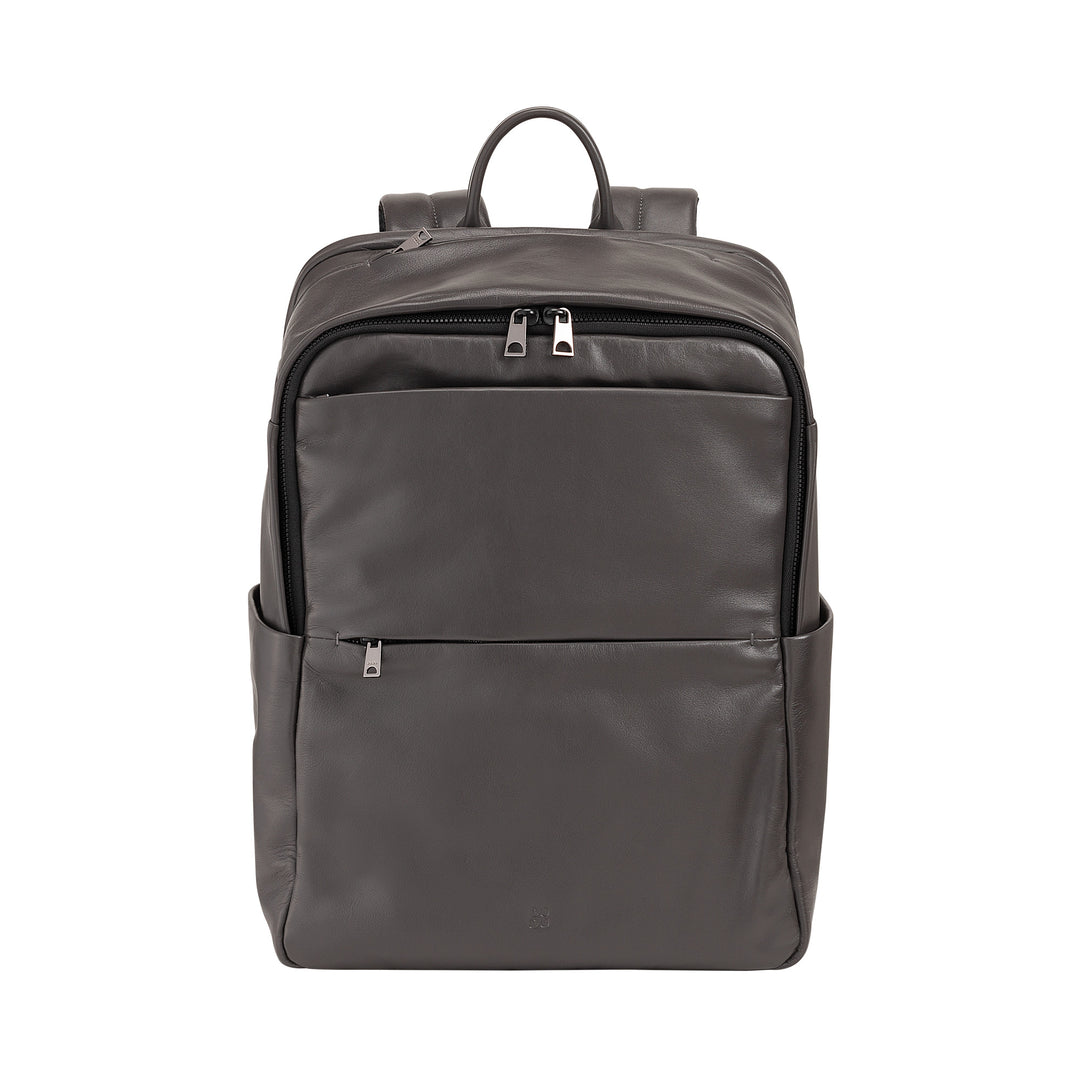 DUDU Zaino in Pelle Uomo Donna Porta PC fino a 15,6” MacBook 16 Pollici, Zaino da Viaggio 20 Litri, Zaino Ufficio Lavoro Multicomparto Elegante
