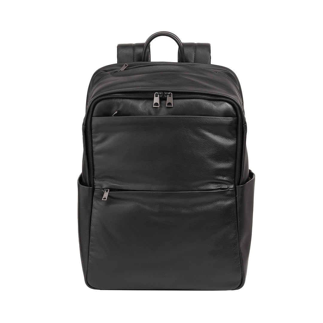 DUDU Zaino in Pelle Uomo Donna Porta PC fino a 15,6” MacBook 16 Pollici, Zaino da Viaggio 20 Litri, Zaino Ufficio Lavoro Multicomparto Elegante