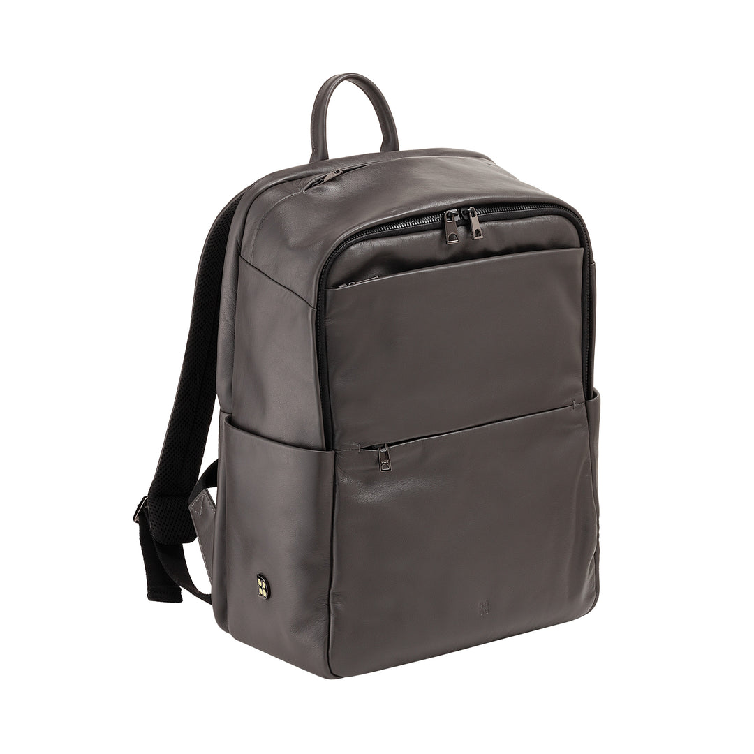 DUDU Zaino in Pelle Uomo Donna Porta PC fino a 15,6” MacBook 16 Pollici, Zaino da Viaggio 20 Litri, Zaino Ufficio Lavoro Multicomparto Elegante