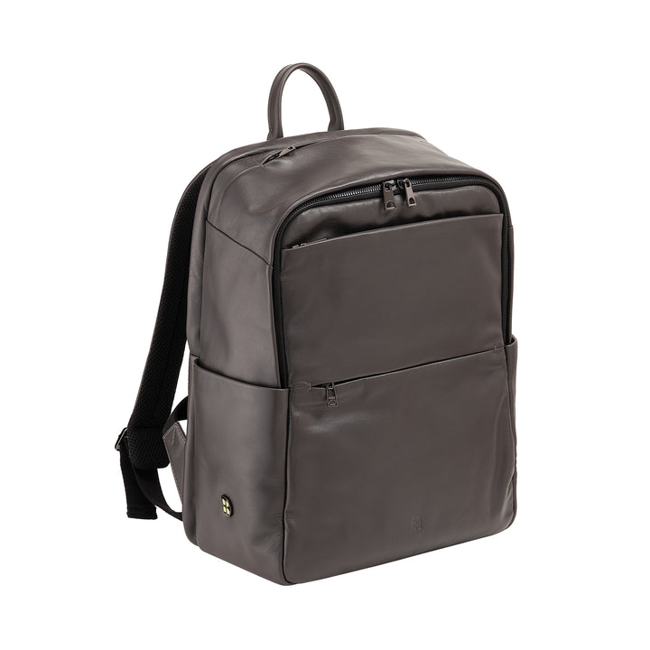 DUDU Zaino in Pelle Uomo Donna Porta PC fino a 15,6” MacBook 16 Pollici, Zaino da Viaggio 20 Litri, Zaino Ufficio Lavoro Multicomparto Elegante