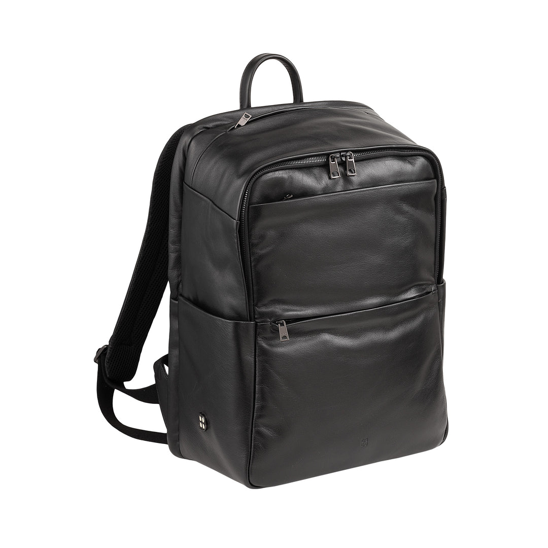 DUDU Zaino in Pelle Uomo Donna Porta PC fino a 15,6” MacBook 16 Pollici, Zaino da Viaggio 20 Litri, Zaino Ufficio Lavoro Multicomparto Elegante