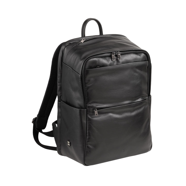 DUDU Zaino in Pelle Uomo Donna Porta PC fino a 15,6” MacBook 16 Pollici, Zaino da Viaggio 20 Litri, Zaino Ufficio Lavoro Multicomparto Elegante