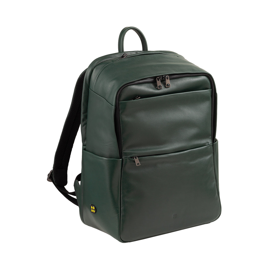DUDU Zaino in Pelle Uomo Donna Porta PC fino a 15,6” MacBook 16 Pollici, Zaino da Viaggio 20 Litri, Zaino Ufficio Lavoro Multicomparto Elegante