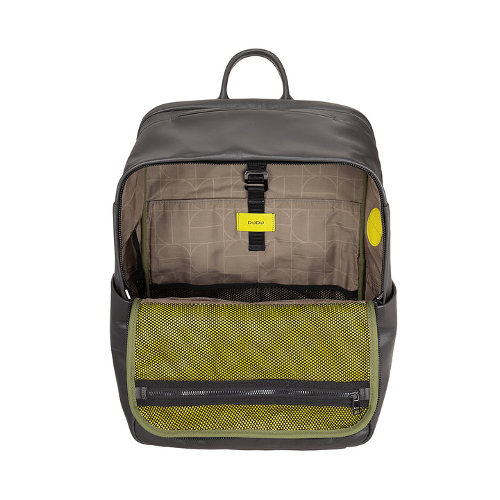 DUDU Zaino in Pelle Uomo Donna Porta PC fino a 15,6” MacBook 16 Pollici, Zaino da Viaggio 20 Litri, Zaino Ufficio Lavoro Multicomparto Elegante