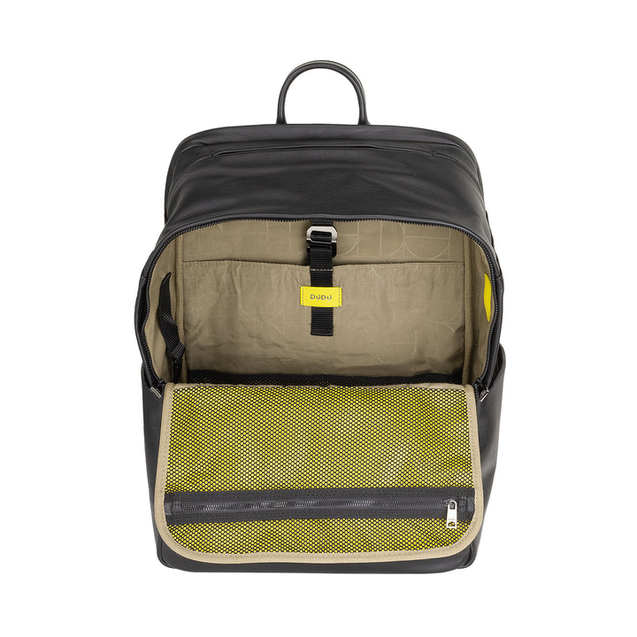 DUDU Zaino in Pelle Uomo Donna Porta PC fino a 15,6” MacBook 16 Pollici, Zaino da Viaggio 20 Litri, Zaino Ufficio Lavoro Multicomparto Elegante