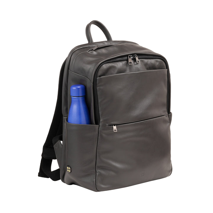 DUDU Zaino in Pelle Uomo Donna Porta PC fino a 15,6” MacBook 16 Pollici, Zaino da Viaggio 20 Litri, Zaino Ufficio Lavoro Multicomparto Elegante