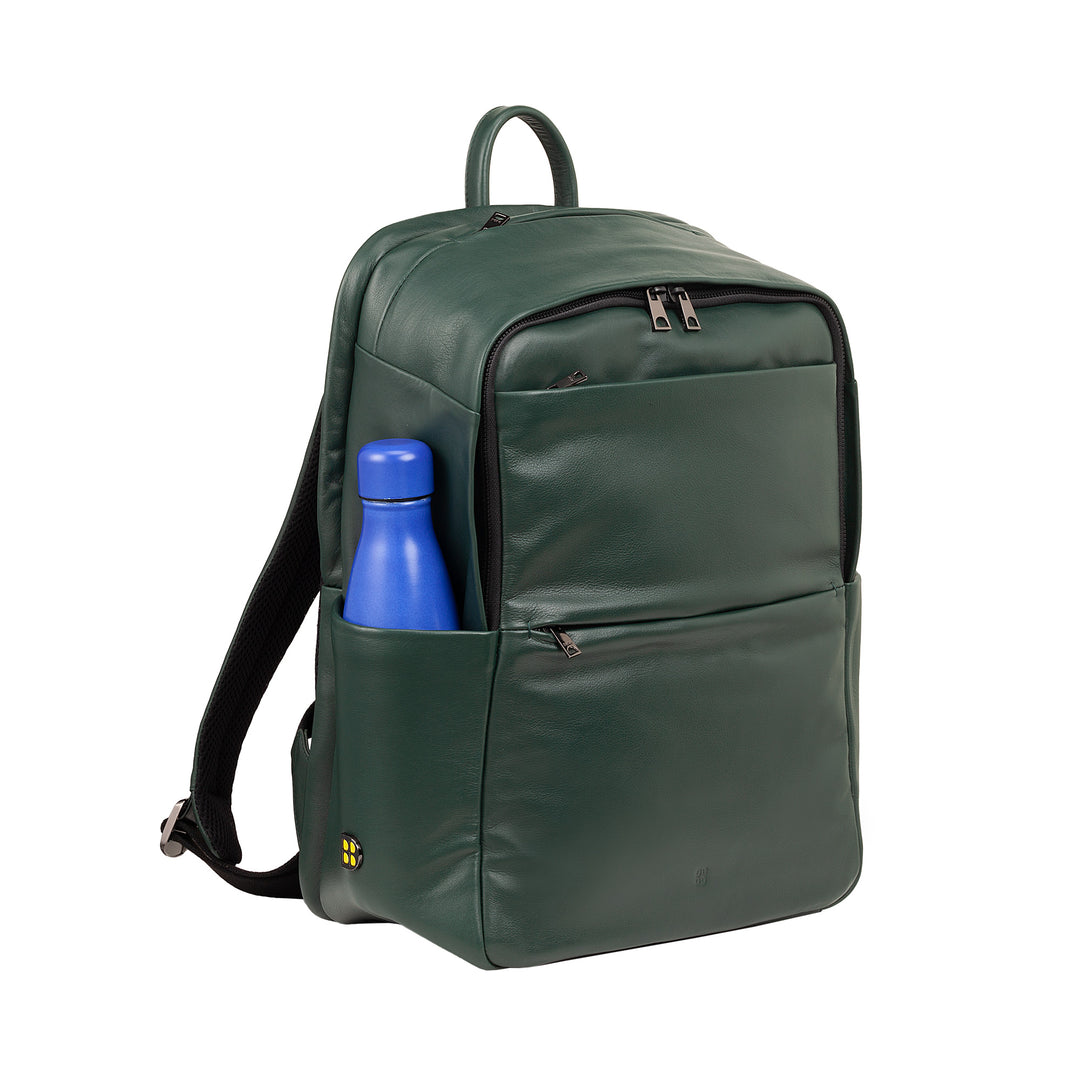 DUDU Zaino in Pelle Uomo Donna Porta PC fino a 15,6” MacBook 16 Pollici, Zaino da Viaggio 20 Litri, Zaino Ufficio Lavoro Multicomparto Elegante