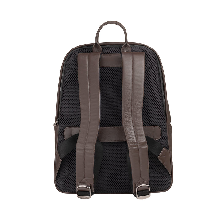 DUDU Zaino in Pelle Uomo Donna Porta PC fino a 15,6” MacBook 16 Pollici, Zaino da Viaggio 20 Litri, Zaino Ufficio Lavoro dal Design Essenziale Elegante