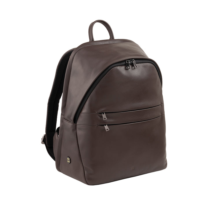 DUDU Zaino in Pelle Uomo Donna Porta PC fino a 15,6” MacBook 16 Pollici, Zaino da Viaggio 20 Litri, Zaino Ufficio Lavoro dal Design Essenziale Elegante