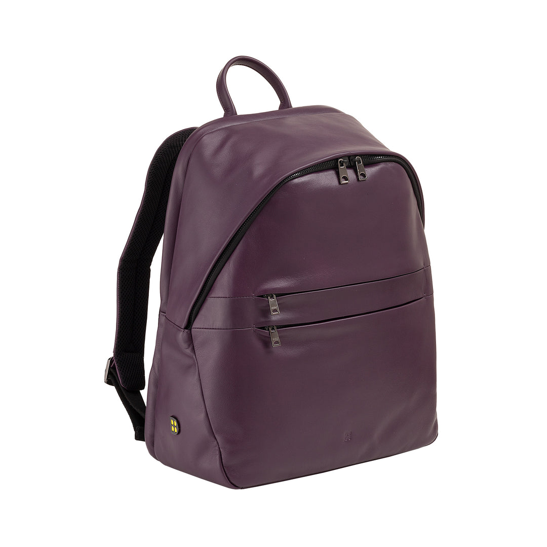 DUDU Zaino in Pelle Uomo Donna Porta PC fino a 15,6” MacBook 16 Pollici, Zaino da Viaggio 20 Litri, Zaino Ufficio Lavoro dal Design Essenziale Elegante