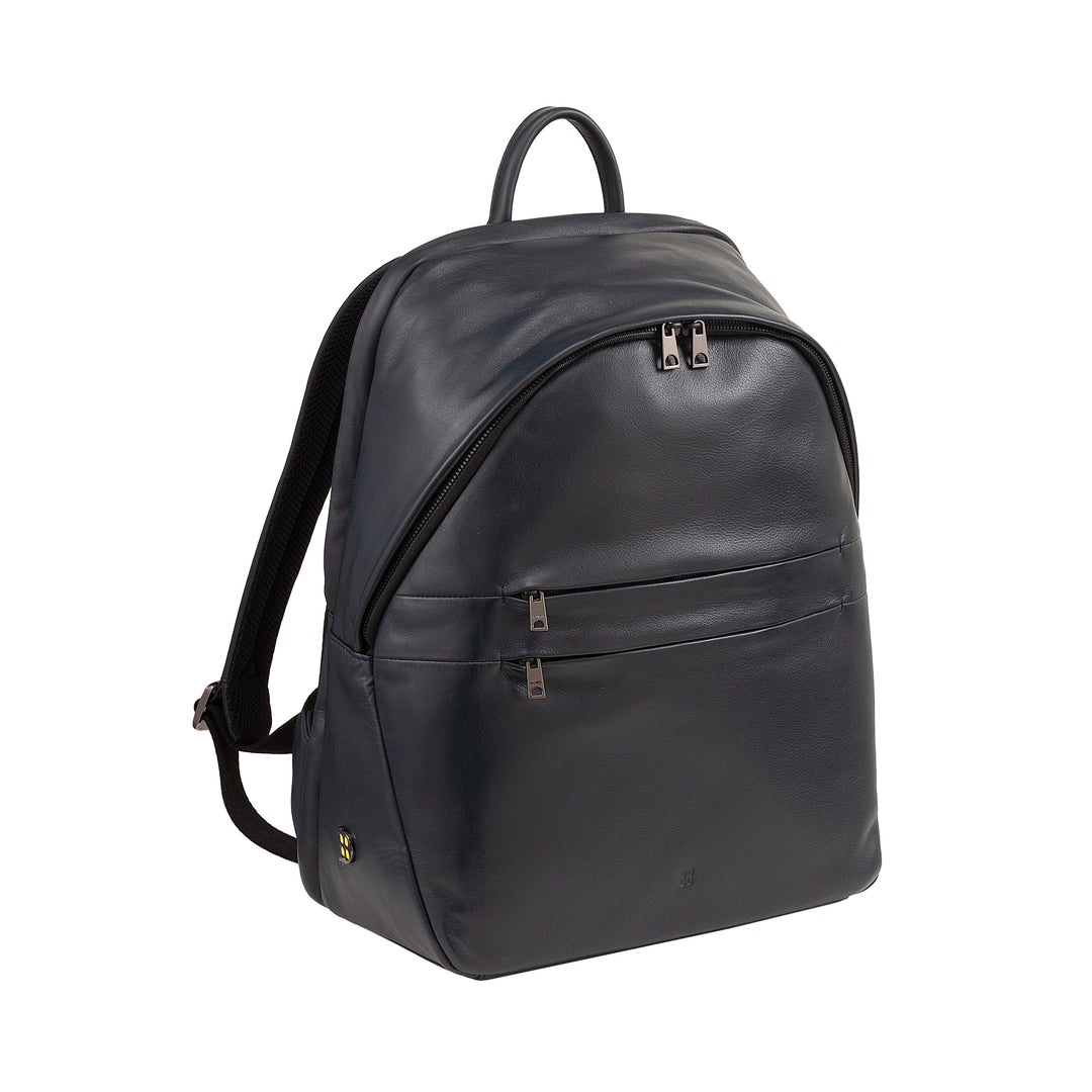 DUDU Zaino in Pelle Uomo Donna Porta PC fino a 15,6” MacBook 16 Pollici, Zaino da Viaggio 20 Litri, Zaino Ufficio Lavoro dal Design Essenziale Elegante