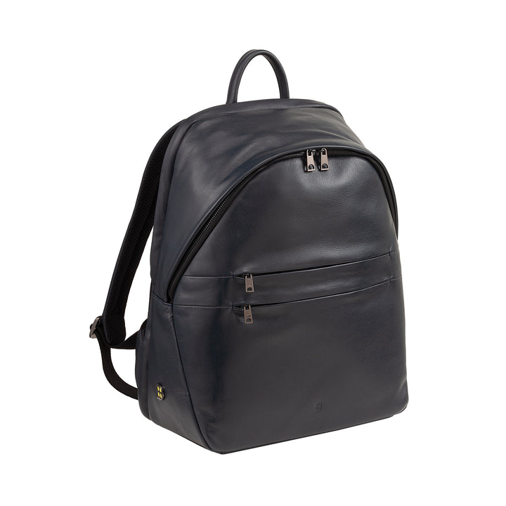 DUDU Zaino in Pelle Uomo Donna Porta PC fino a 15,6” MacBook 16 Pollici, Zaino da Viaggio 20 Litri, Zaino Ufficio Lavoro dal Design Essenziale Elegante