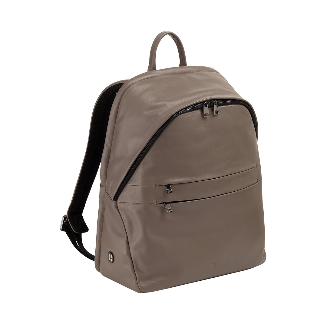 DUDU Zaino in Pelle Uomo Donna Porta PC fino a 15,6” MacBook 16 Pollici, Zaino da Viaggio 20 Litri, Zaino Ufficio Lavoro dal Design Essenziale Elegante