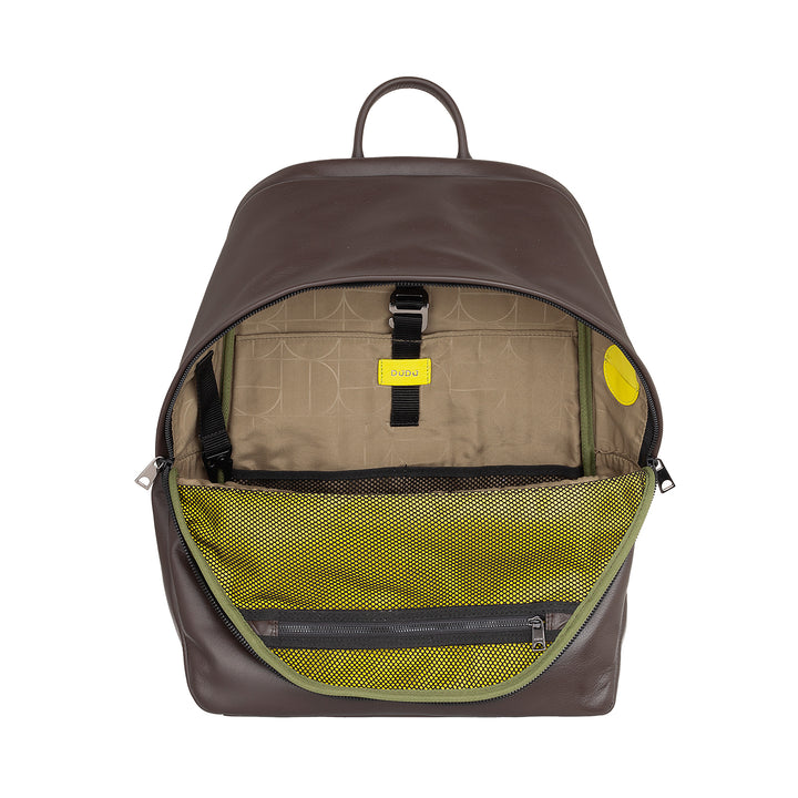 DUDU Zaino in Pelle Uomo Donna Porta PC fino a 15,6” MacBook 16 Pollici, Zaino da Viaggio 20 Litri, Zaino Ufficio Lavoro dal Design Essenziale Elegante