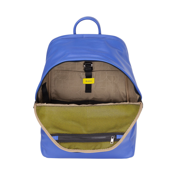 DUDU Zaino in Pelle Uomo Donna Porta PC fino a 15,6” MacBook 16 Pollici, Zaino da Viaggio 20 Litri, Zaino Ufficio Lavoro dal Design Essenziale Elegante