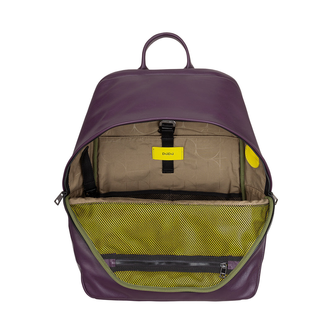 DUDU Zaino in Pelle Uomo Donna Porta PC fino a 15,6” MacBook 16 Pollici, Zaino da Viaggio 20 Litri, Zaino Ufficio Lavoro dal Design Essenziale Elegante