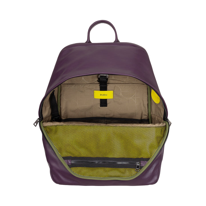 DUDU Zaino in Pelle Uomo Donna Porta PC fino a 15,6” MacBook 16 Pollici, Zaino da Viaggio 20 Litri, Zaino Ufficio Lavoro dal Design Essenziale Elegante