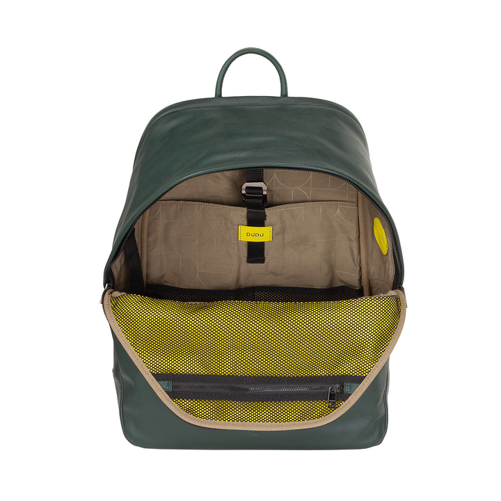 DUDU Zaino in Pelle Uomo Donna Porta PC fino a 15,6” MacBook 16 Pollici, Zaino da Viaggio 20 Litri, Zaino Ufficio Lavoro dal Design Essenziale Elegante