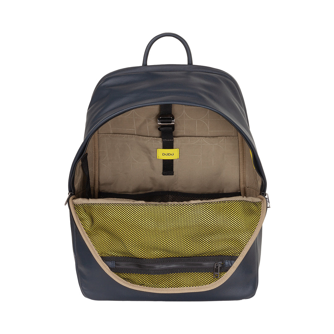 DUDU Zaino in Pelle Uomo Donna Porta PC fino a 15,6” MacBook 16 Pollici, Zaino da Viaggio 20 Litri, Zaino Ufficio Lavoro dal Design Essenziale Elegante