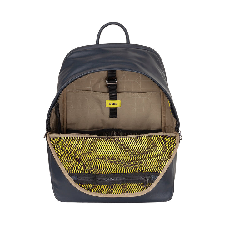 DUDU Zaino in Pelle Uomo Donna Porta PC fino a 15,6” MacBook 16 Pollici, Zaino da Viaggio 20 Litri, Zaino Ufficio Lavoro dal Design Essenziale Elegante