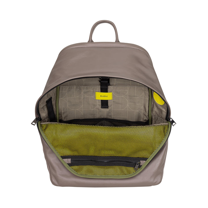 DUDU Zaino in Pelle Uomo Donna Porta PC fino a 15,6” MacBook 16 Pollici, Zaino da Viaggio 20 Litri, Zaino Ufficio Lavoro dal Design Essenziale Elegante