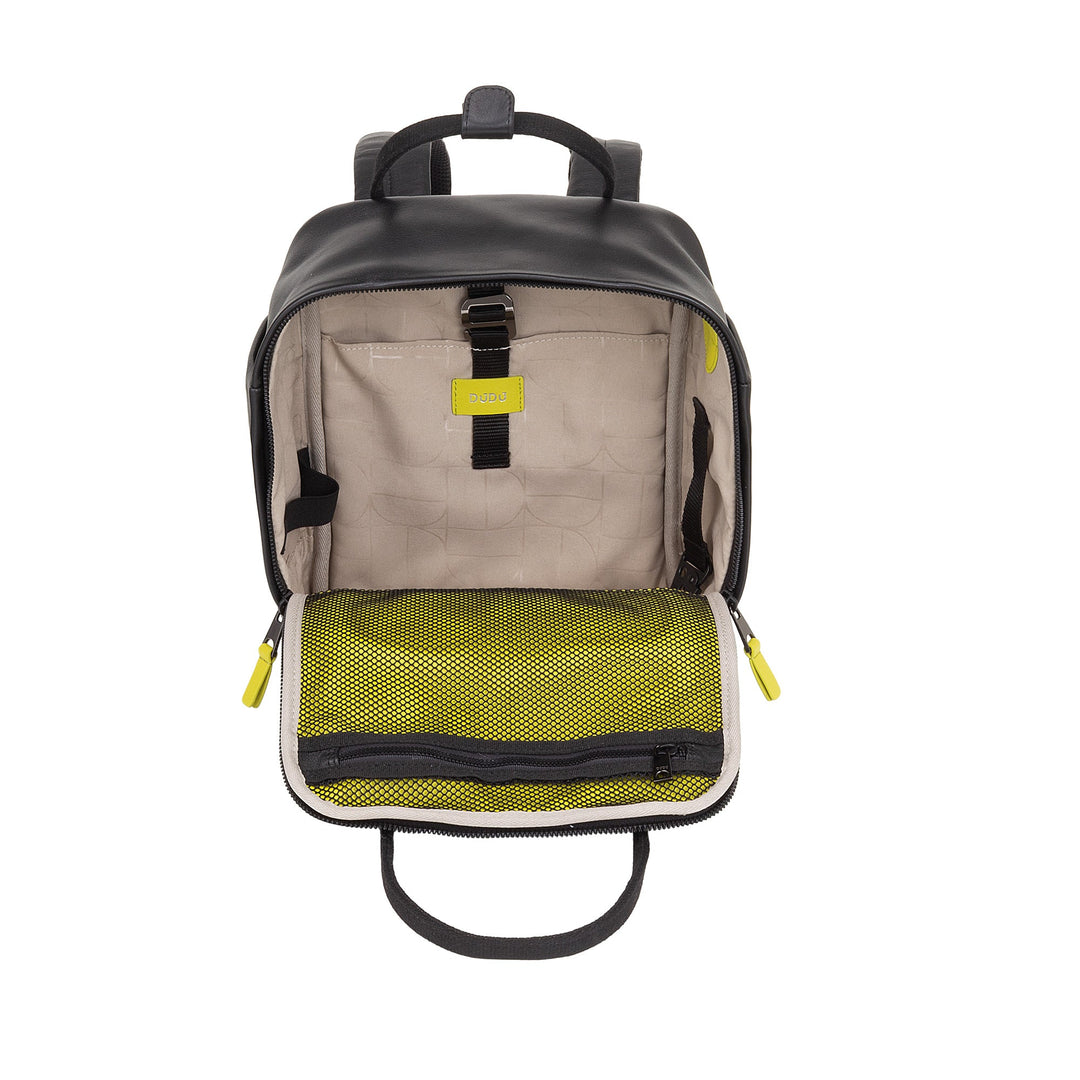 DUDU Zaino in Pelle Uomo Donna – Zainetto Casual Unisex Elegante e Compatto, 6,5 Litri, con Tasca Frontale e Scomparto Tablet, Perfetto per Lavoro, Viaggio e Tempo Libero