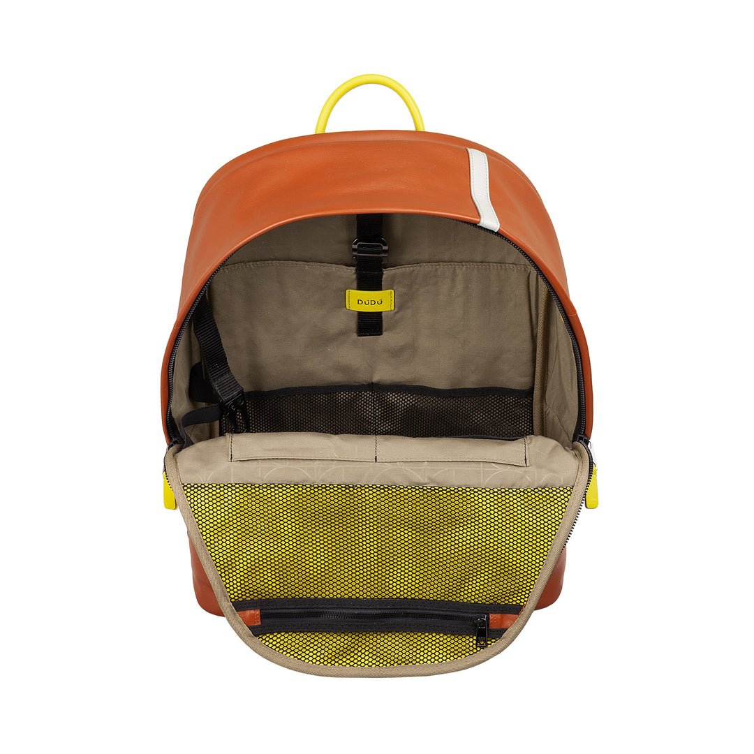 DUDU Zaino in Pelle per Uomo Donna – Design Ispirato al Tennis, Zaino Porta PC o MacBook, Schienale Traspirante e Spallacci Imbottiti