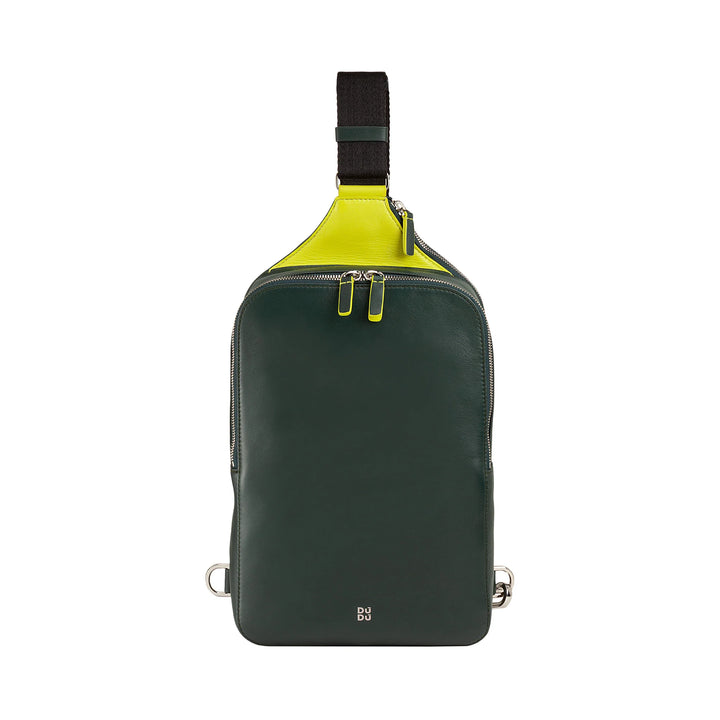 DUDU Zaino Monospalla Uomo in Pelle Porta Tablet, Borsa Borsello a Petto con Cerniera a Tracolla Regolabile