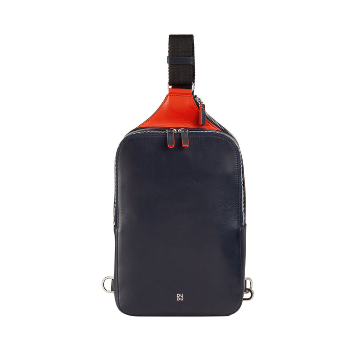 DUDU Zaino Monospalla Uomo in Pelle Porta Tablet, Borsa Borsello a Petto con Cerniera a Tracolla Regolabile