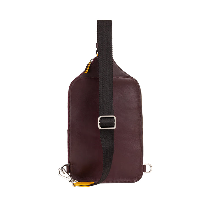 DUDU Zaino Monospalla Uomo in Pelle Porta Tablet, Borsa Borsello a Petto con Cerniera a Tracolla Regolabile
