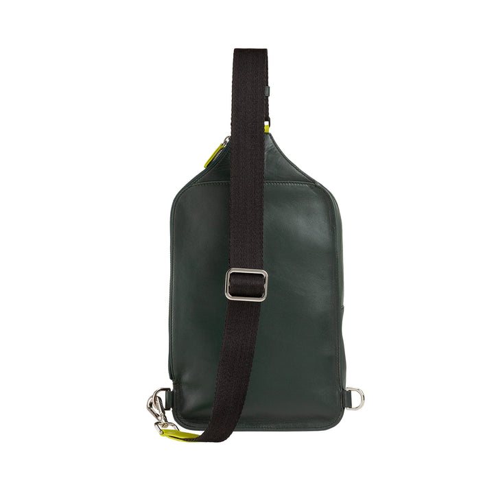 DUDU Zaino Monospalla Uomo in Pelle Porta Tablet, Borsa Borsello a Petto con Cerniera a Tracolla Regolabile
