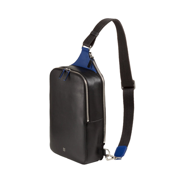 DUDU Zaino Monospalla Uomo in Pelle Porta Tablet, Borsa Borsello a Petto con Cerniera a Tracolla Regolabile