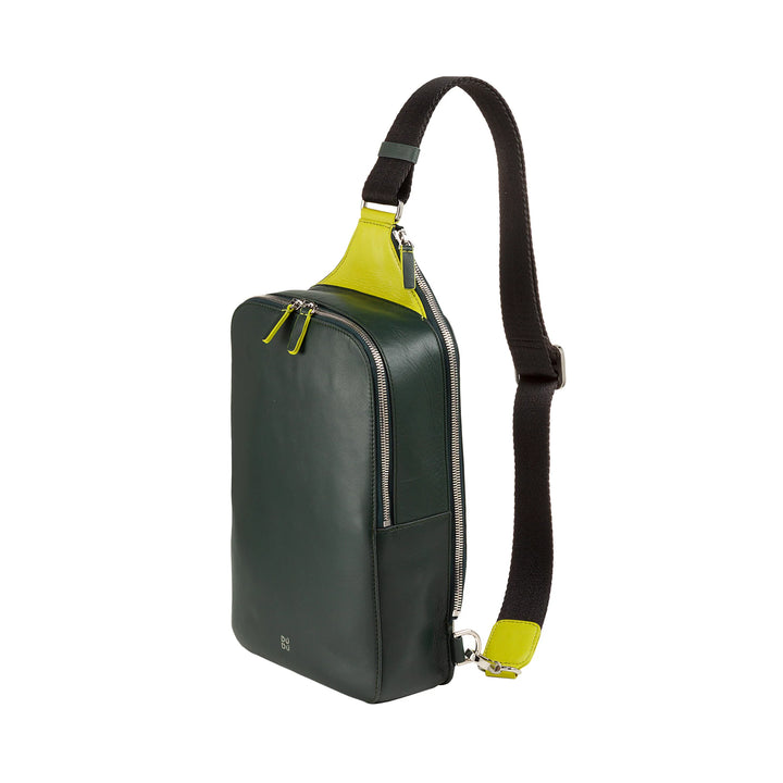 DUDU Zaino Monospalla Uomo in Pelle Porta Tablet, Borsa Borsello a Petto con Cerniera a Tracolla Regolabile