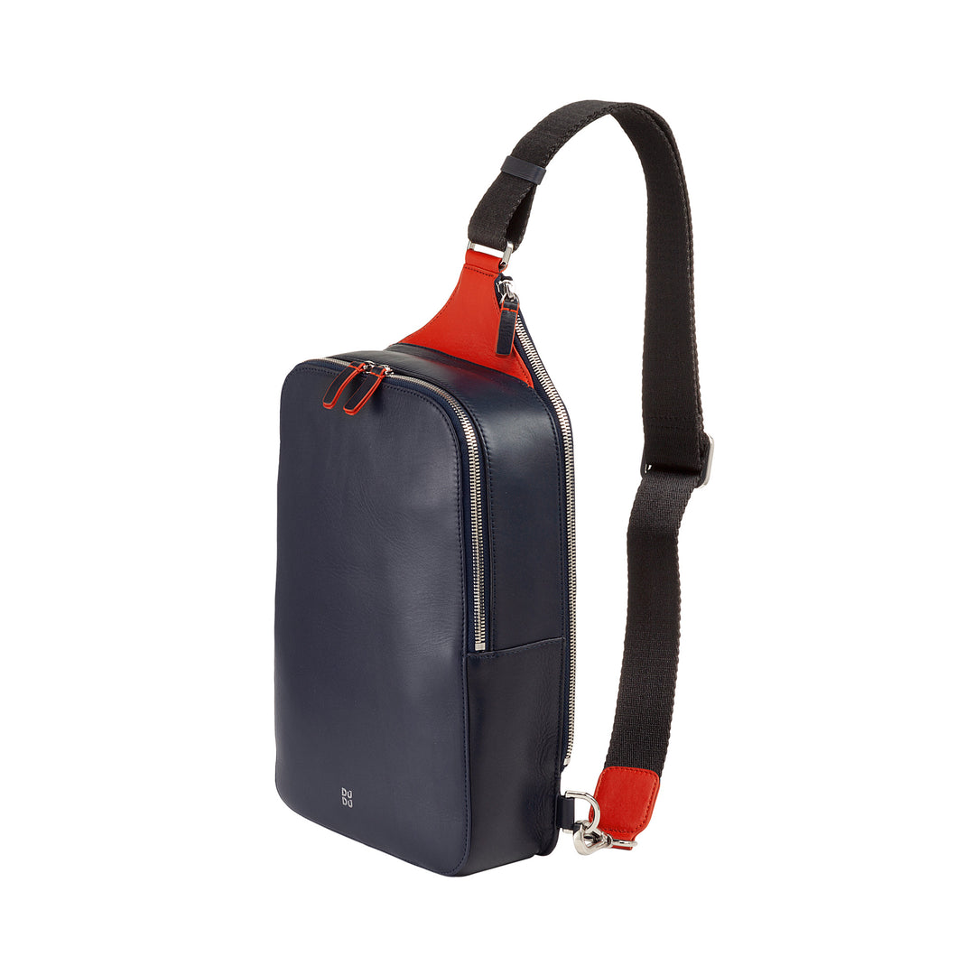 DUDU Zaino Monospalla Uomo in Pelle Porta Tablet, Borsa Borsello a Petto con Cerniera a Tracolla Regolabile
