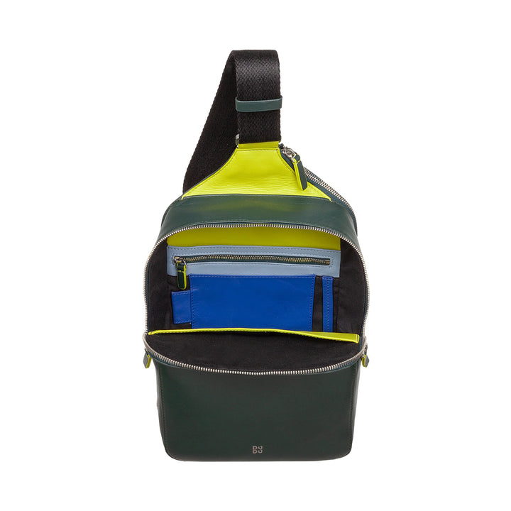 DUDU Zaino Monospalla Uomo in Pelle Porta Tablet, Borsa Borsello a Petto con Cerniera a Tracolla Regolabile