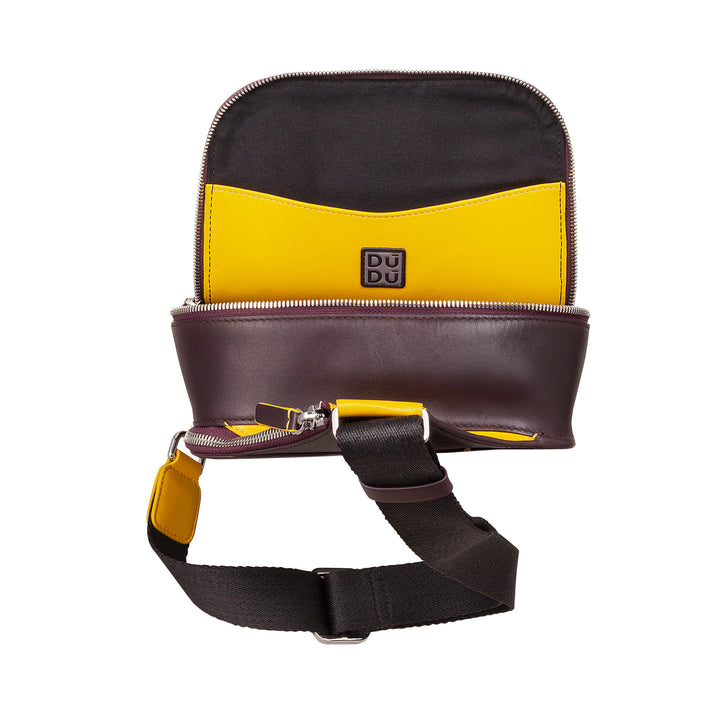 DUDU Zaino Monospalla Uomo in Pelle Porta Tablet, Borsa Borsello a Petto con Cerniera a Tracolla Regolabile