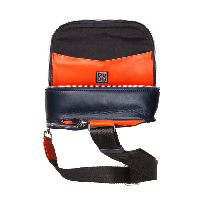 DUDU Zaino Monospalla Uomo in Pelle Porta Tablet, Borsa Borsello a Petto con Cerniera a Tracolla Regolabile