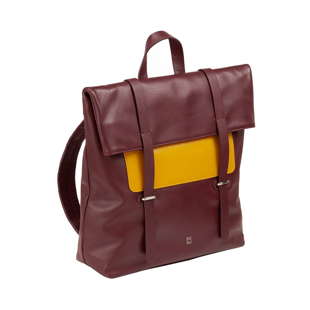DUDU Zaino Colorato in Pelle da Uomo Donna, Zaino Grande Morbido 14L Multitasche Design Sportivo Casual