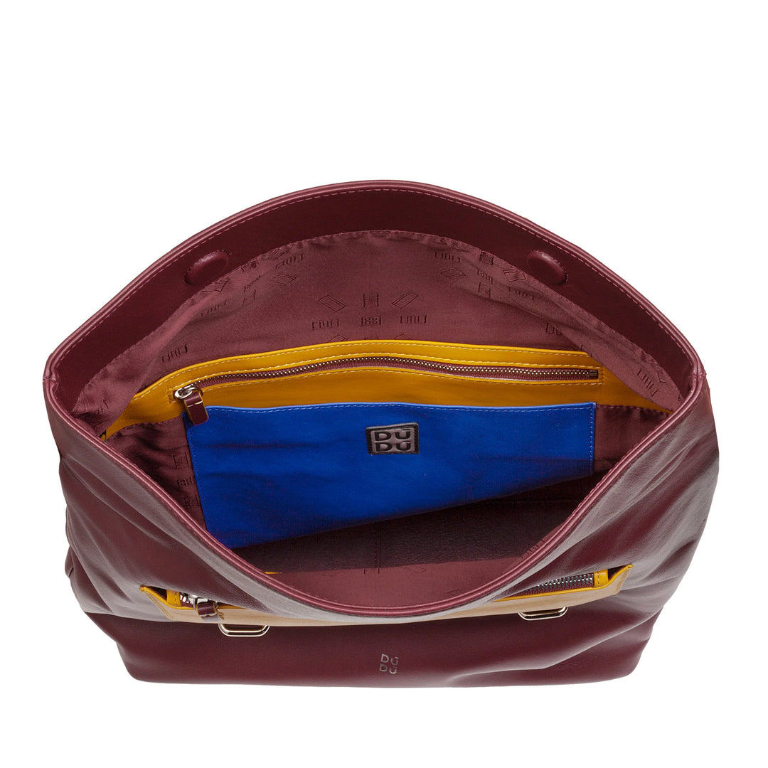 DUDU Zaino Colorato in Pelle da Uomo Donna, Zaino Grande Morbido 14L Multitasche Design Sportivo Casual