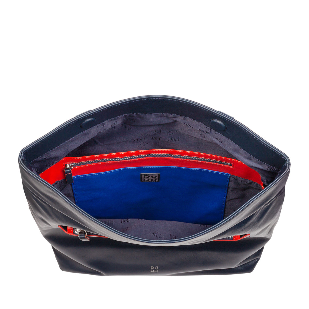 DUDU Zaino Colorato in Pelle da Uomo Donna, Zaino Grande Morbido 14L Multitasche Design Sportivo Casual