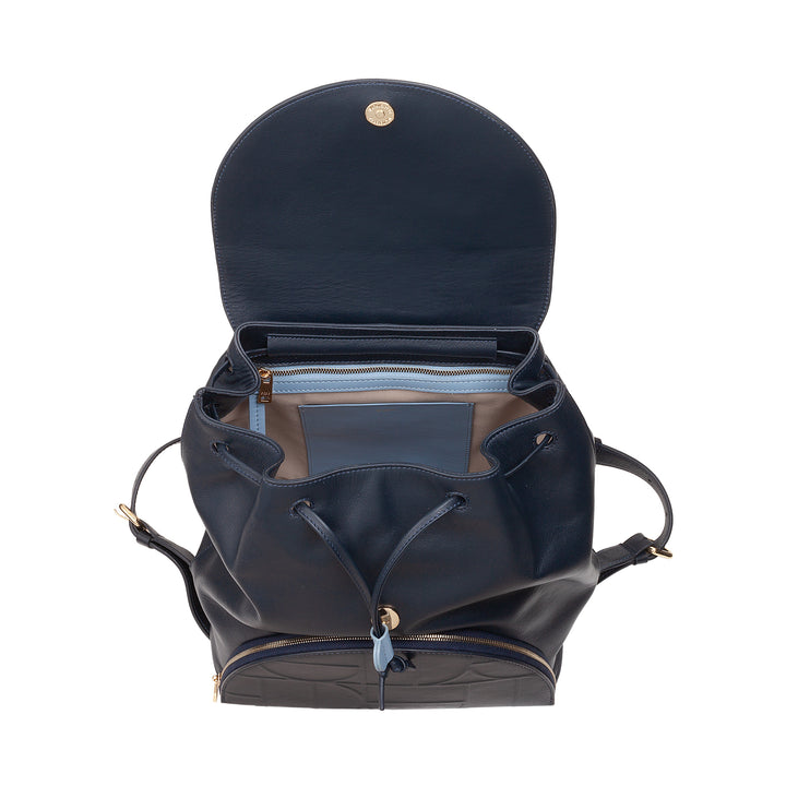DUDU Zaino Donna in Morbida Pelle con Coulisse – Zainetto Elegante, Spazioso e Regolabile per l&